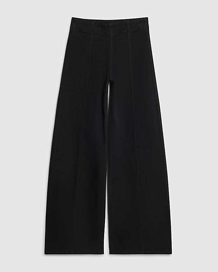 river island Black Pull-On Sculpt Palazzo Jeans