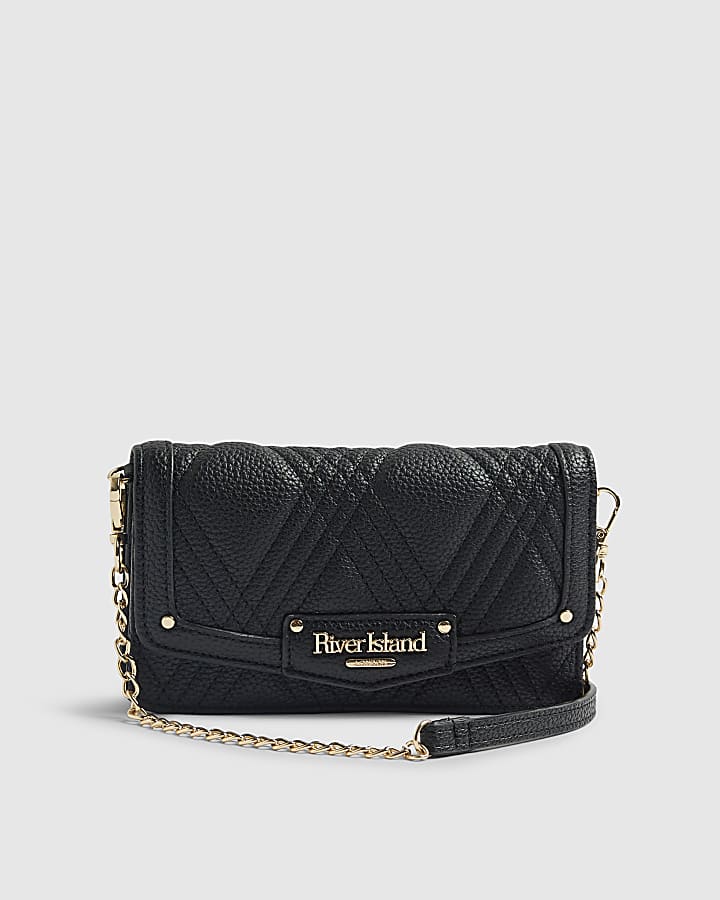 River Island Black Quilted Crossbody Purse