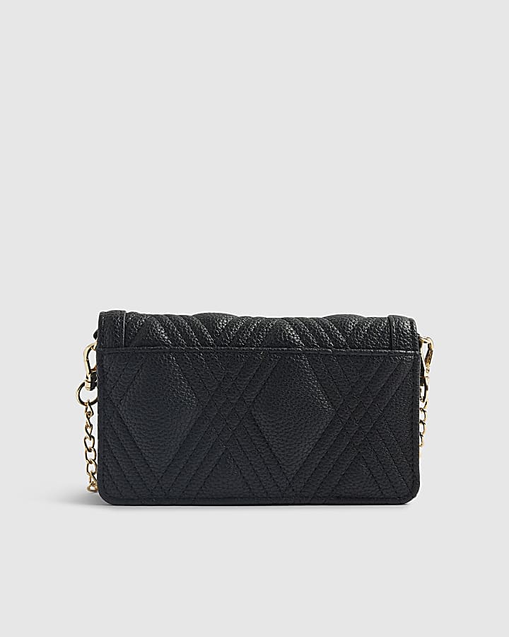 River Island Black Quilted Crossbody Purse