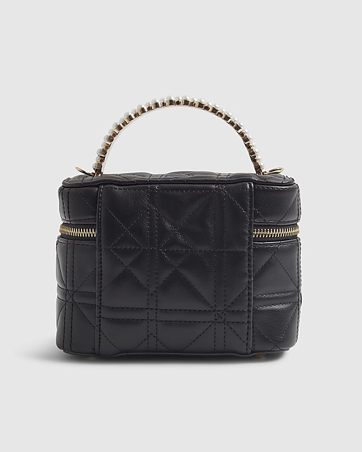 River Island Black Quilted Pearl Handle Bag