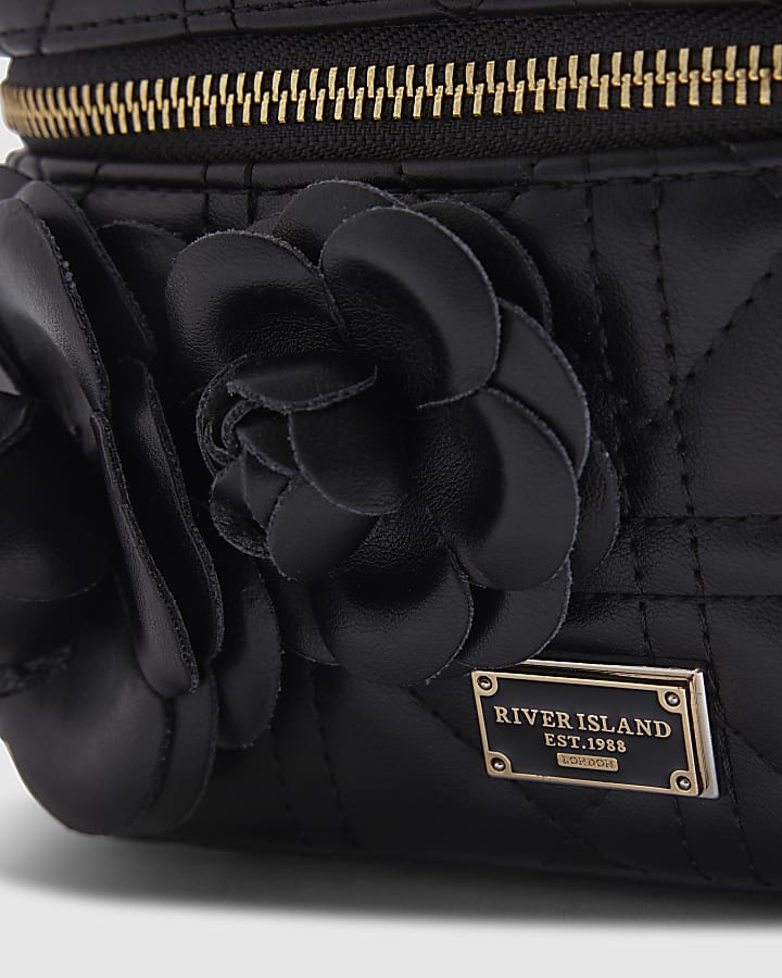 river island Black Quilted Pearl Handle Bag