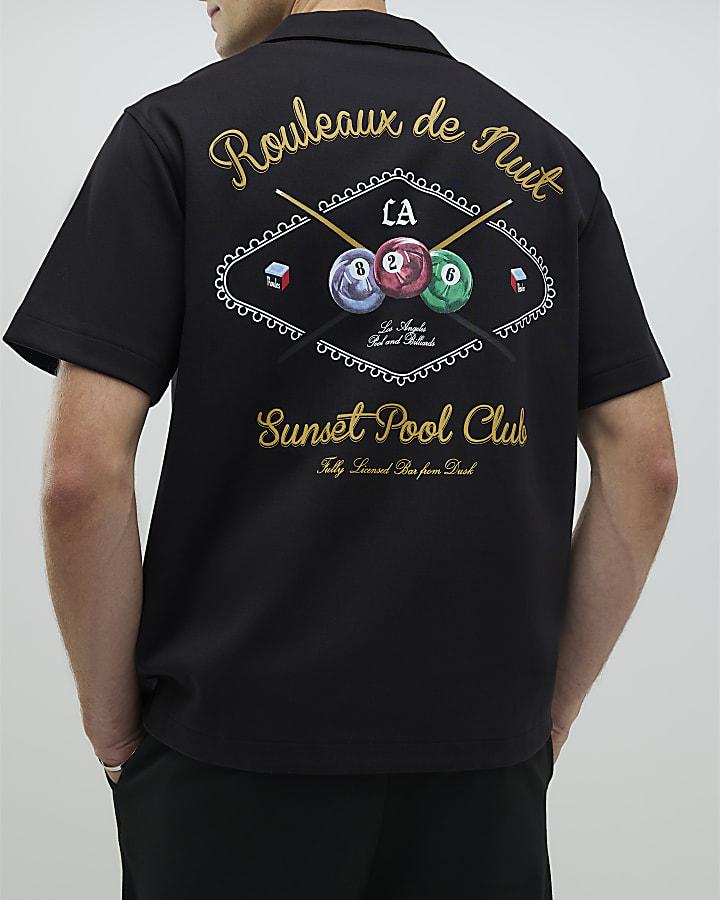 River Island Black Regular Fit Bowling Party Shirt
