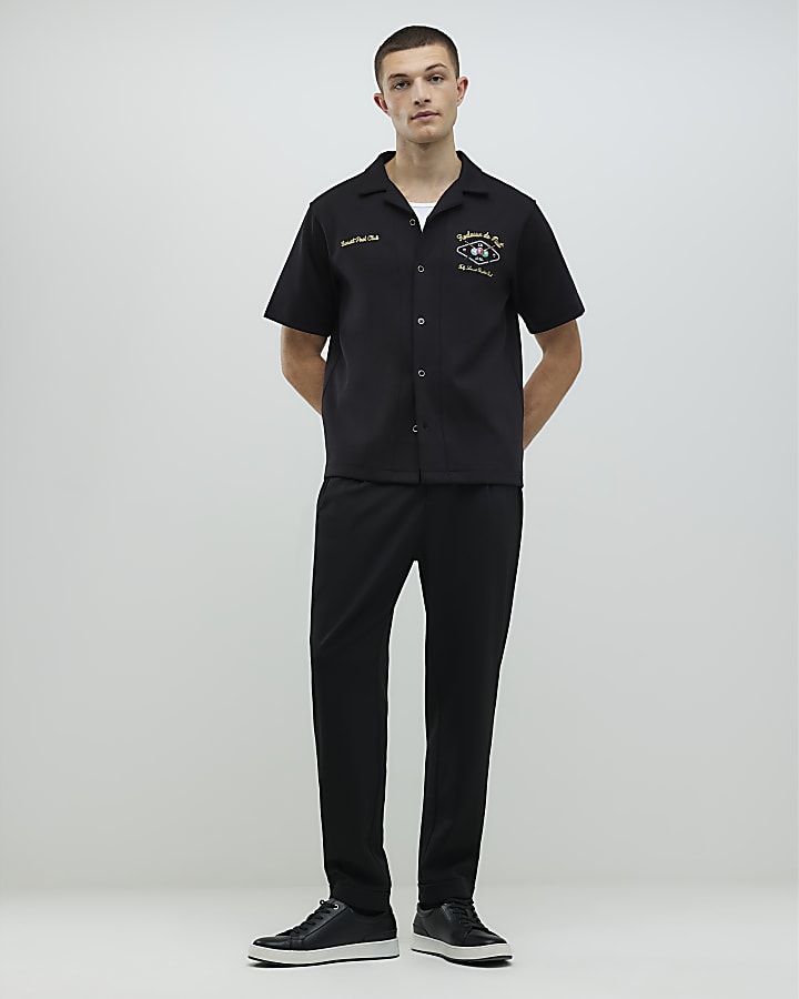 River Island Black Regular Fit Bowling Party Shirt