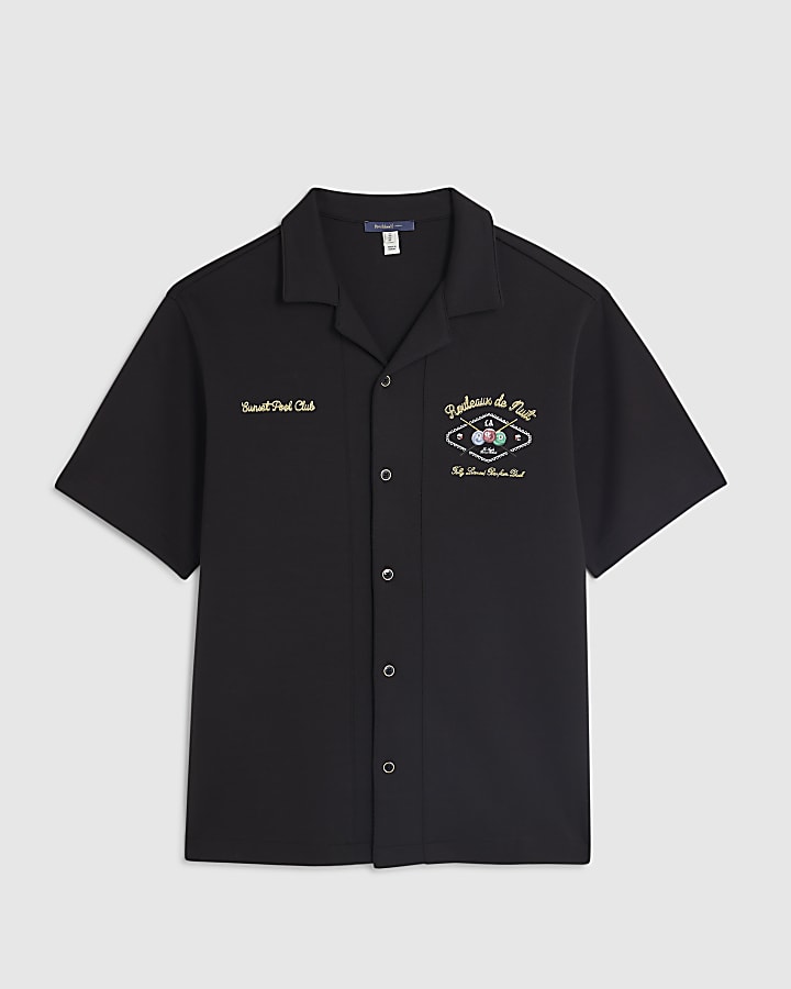 river island Black Regular Fit Bowling Party Shirt
