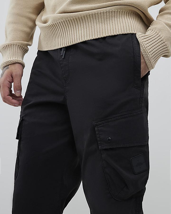 River Island Black Regular Fit Cargo Trousers