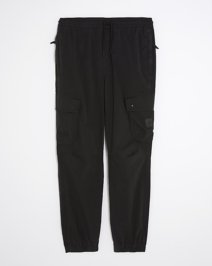 river island Black Regular Fit Cargo Trousers