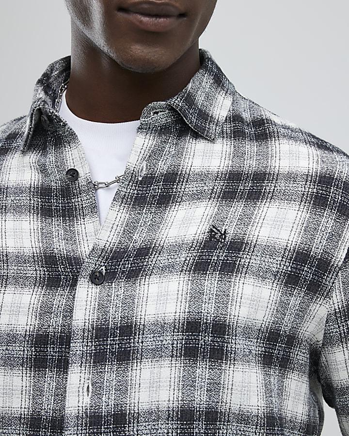 River Island Black Regular Fit Check Shirt