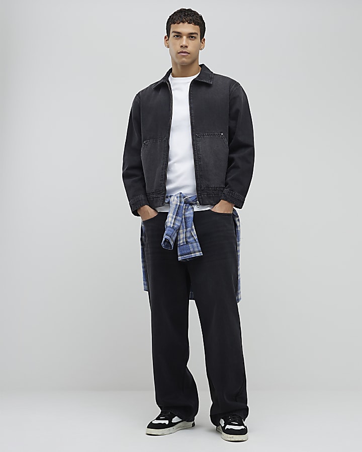River Island Black Regular Fit Denim Jacket