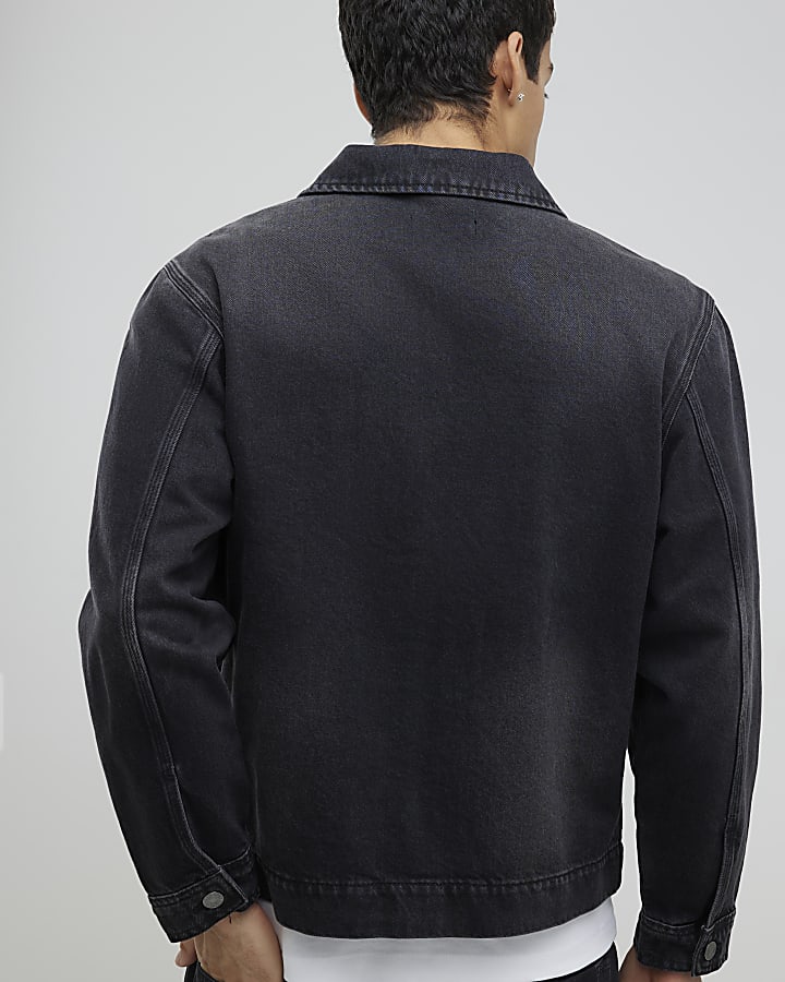 River Island Black Regular Fit Denim Jacket