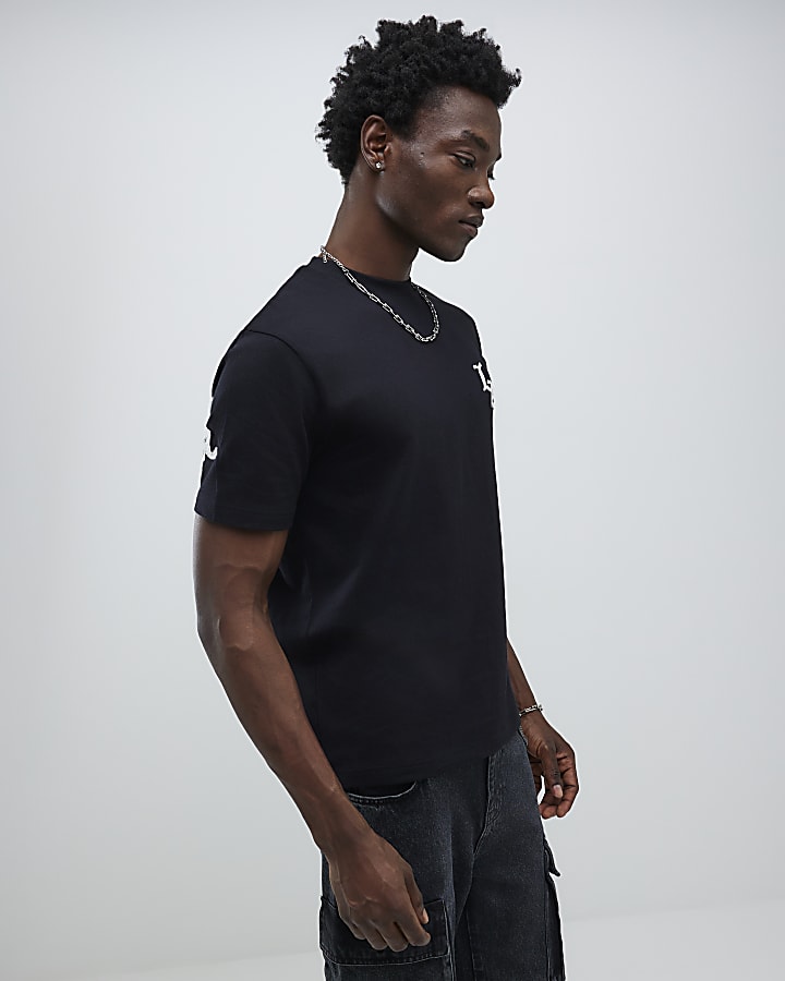 River Island Black Regular Fit Los Angeles T-Shirt