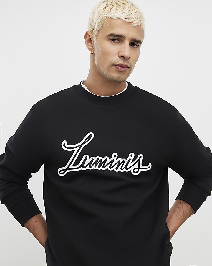 River Island Black Regular Fit Luminus Sweatshirt
