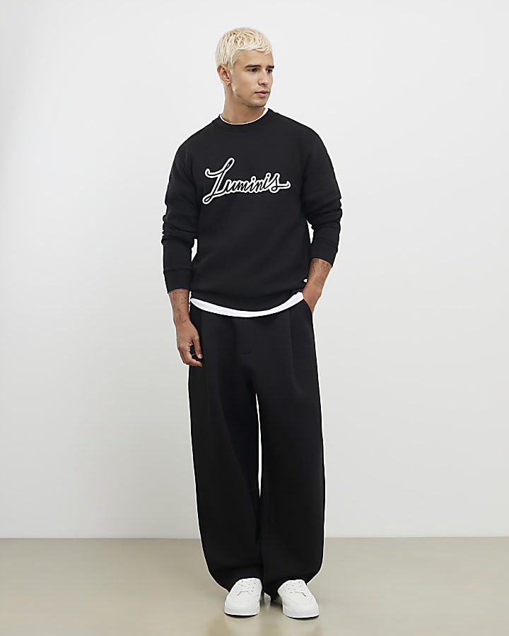River Island Black Regular Fit Luminus Sweatshirt