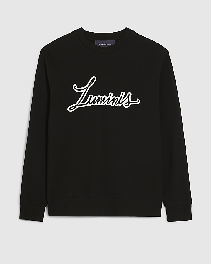 river island Black Regular Fit Luminus Sweatshirt