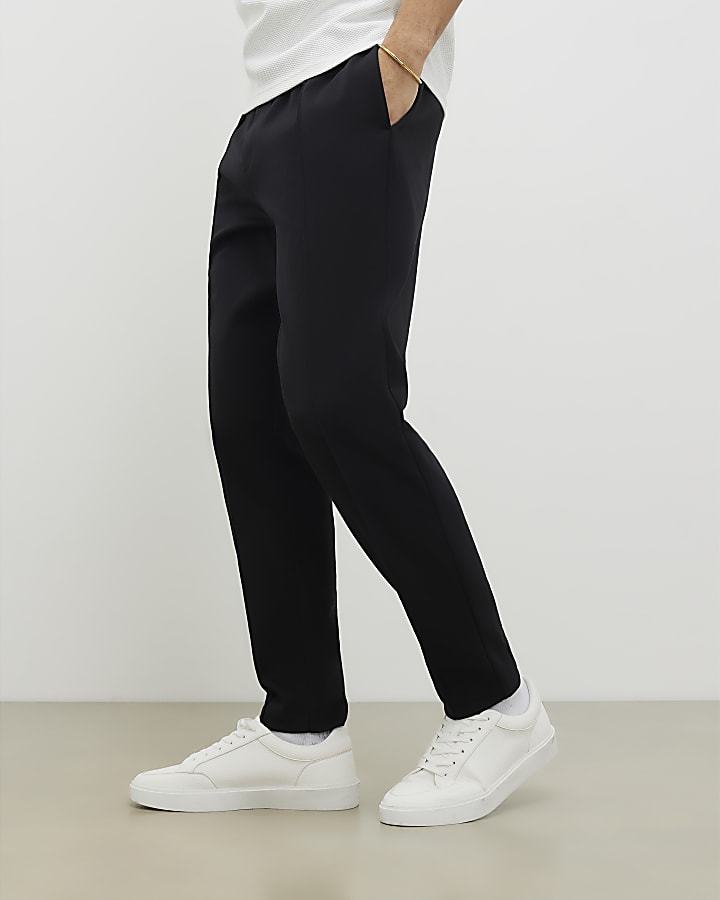 River Island Black Regular Fit Open Hem Joggers