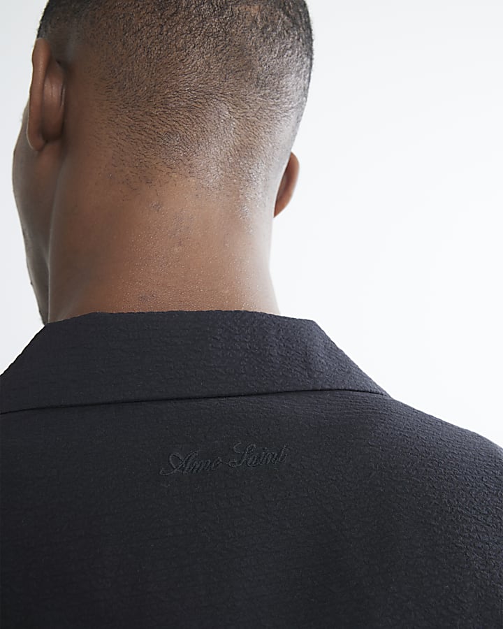 River Island Black Regular Fit Textured Shirt