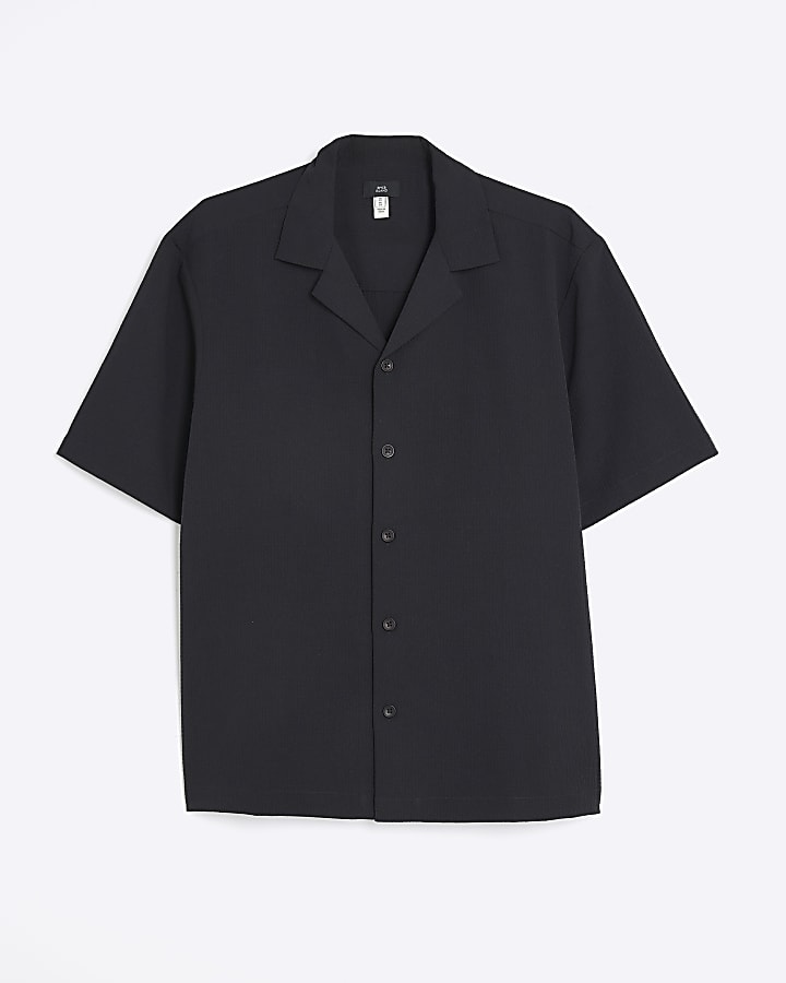 river island Black Regular Fit Textured Shirt