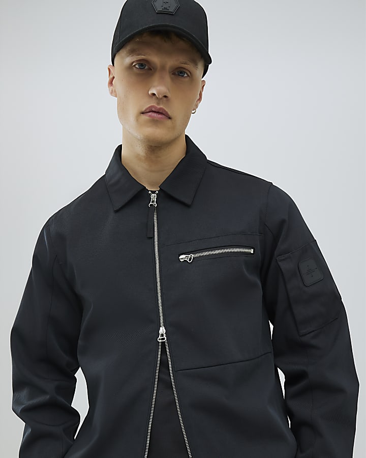 River Island Black Regular Fit Twill Shacket