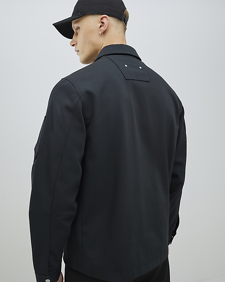 River Island Black Regular Fit Twill Shacket
