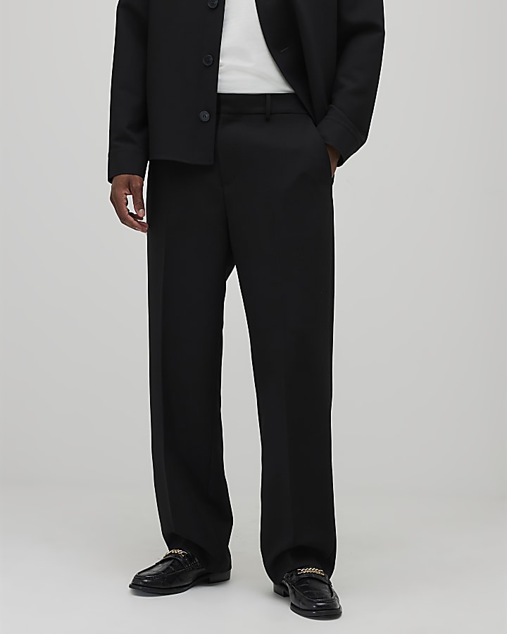 River Island Black Relaxed Fit Suit Trousers