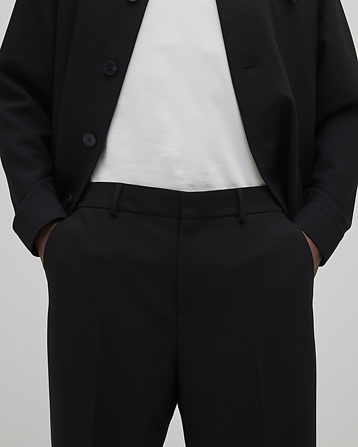 River Island Black Relaxed Fit Suit Trousers