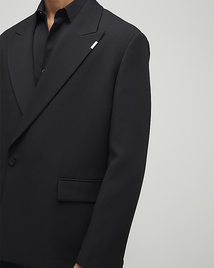 River Island Black Relaxed Fit Wrap Suit Jacket