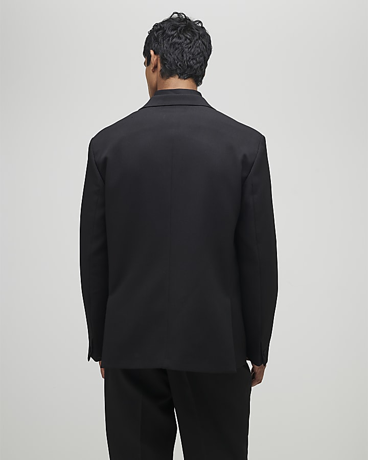 River Island Black Relaxed Fit Wrap Suit Jacket