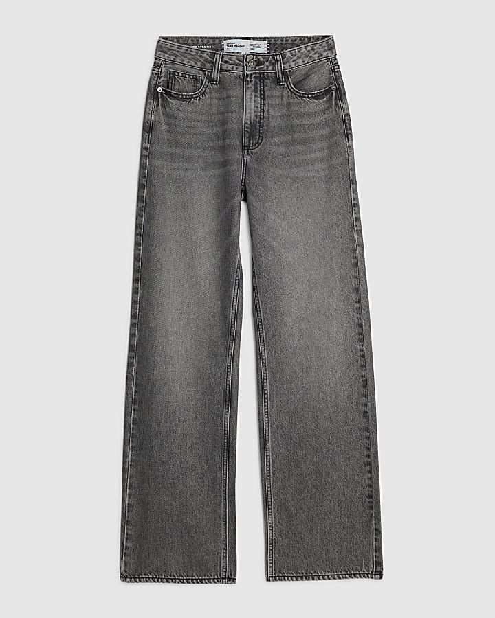 river island Black Relaxed Straight Jeans