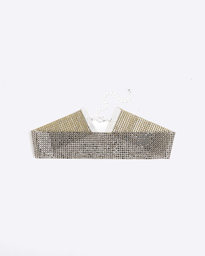 River Island Black Rhinestone Choker