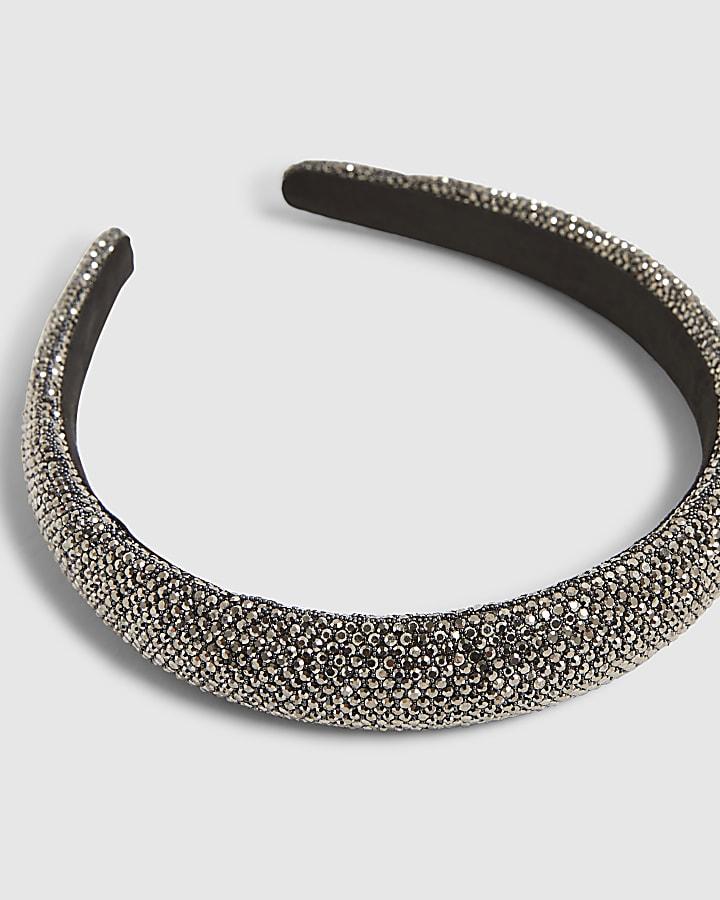 river island Black Rhinestone Headband