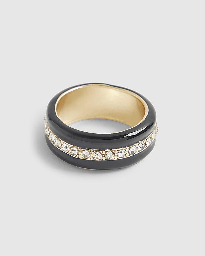 River Island Black Rhinestone Ring