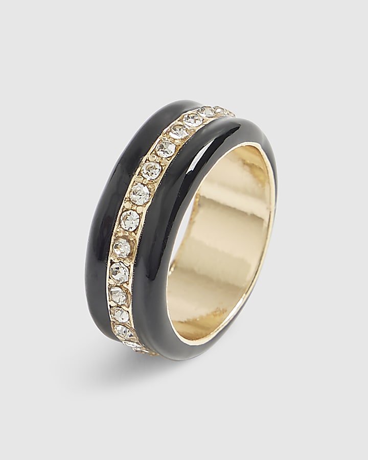 River Island Black Rhinestone Ring