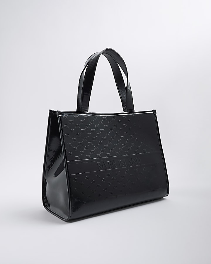River Island Black RI Embossed Shopper Bag