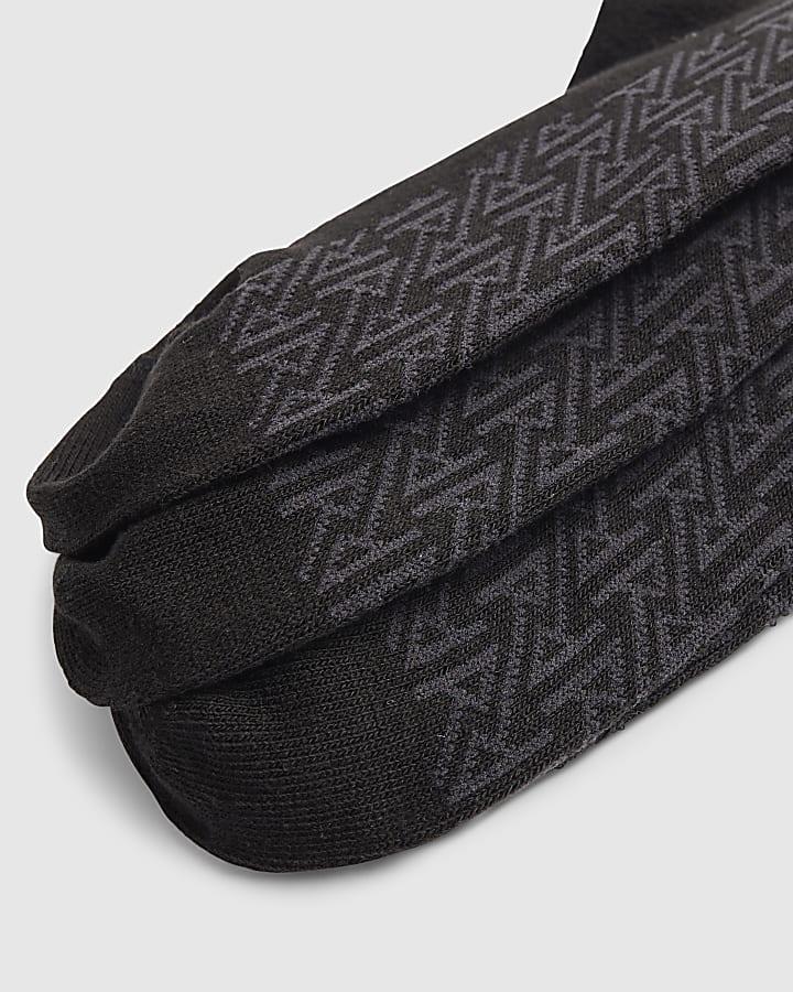 River Island Black RI Monogram Pack Of 7 Socks