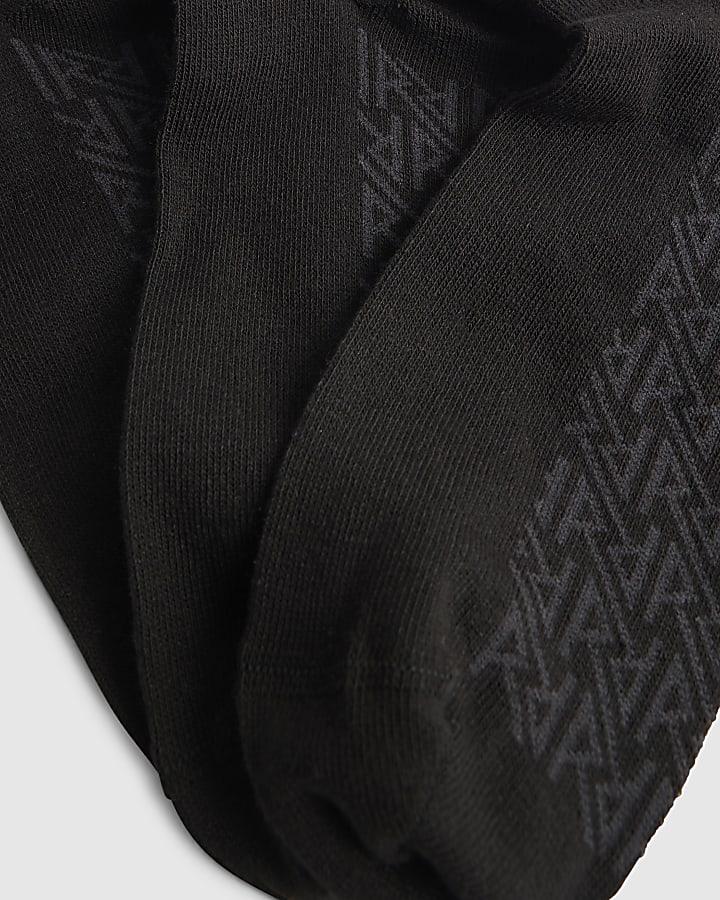 river island Black RI Monogram Pack Of 7 Socks