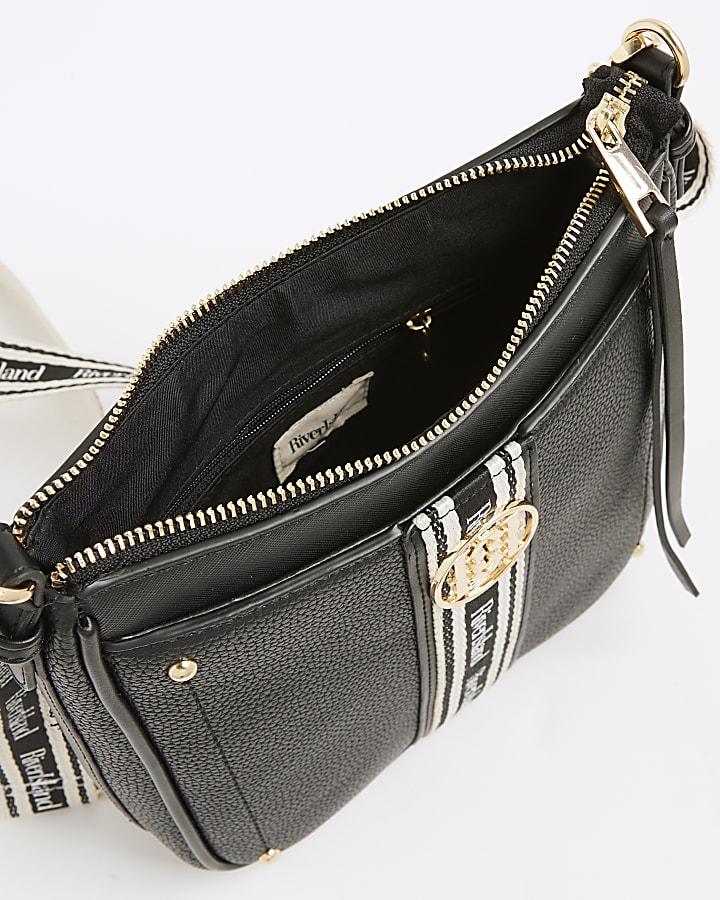 river island Black RI Pocket Messenger Bag