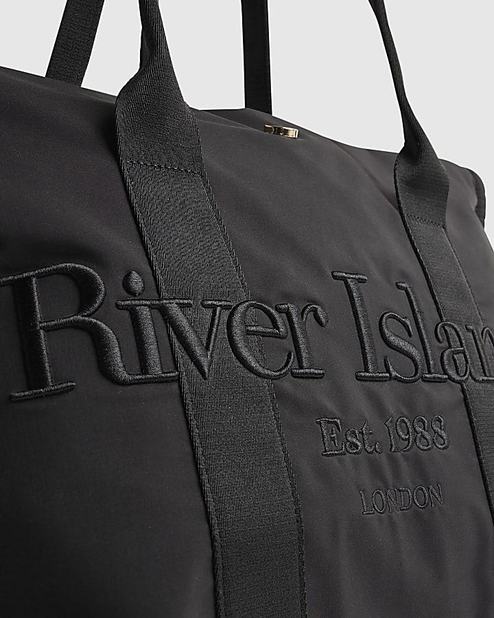 river island Black RI Roll Top Holdall Bag