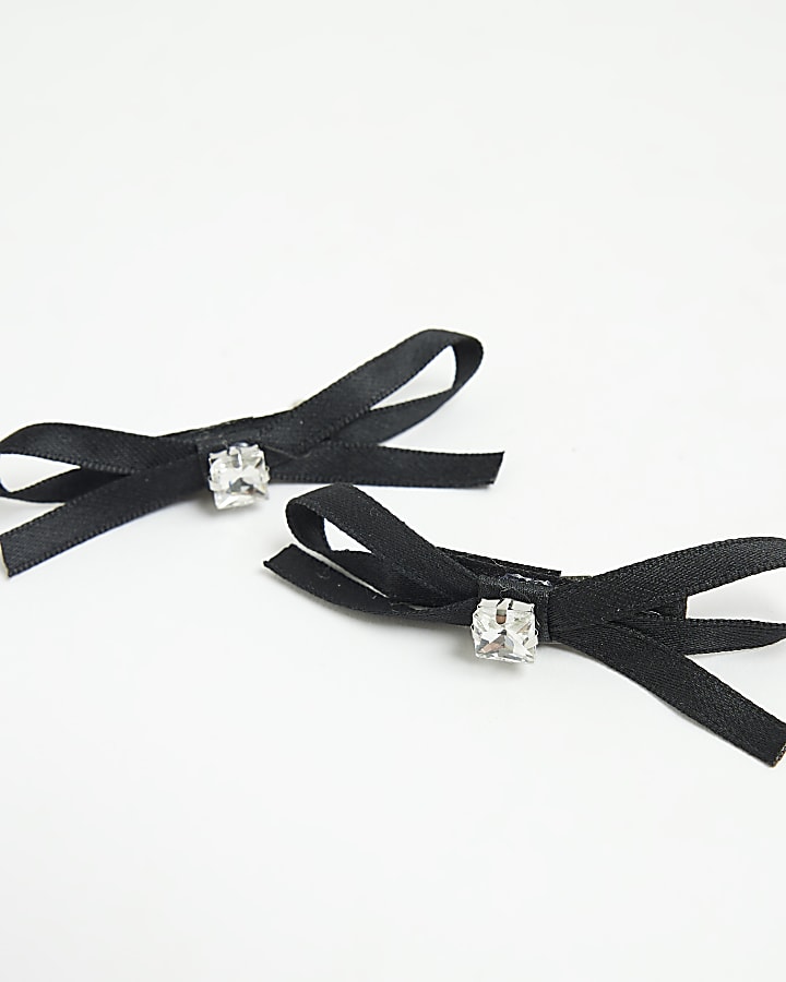 River Island Black Ribbon Bow 2 Pack Hair Clips
