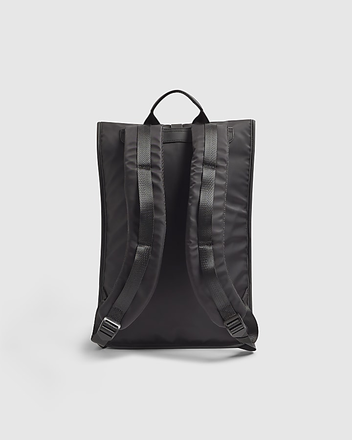 River Island Black Roll Top Backpack
