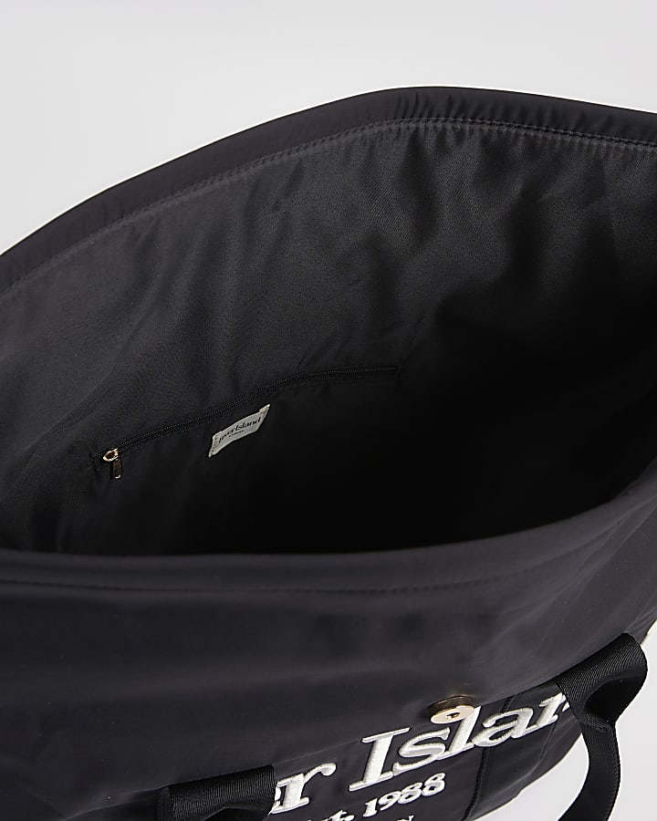 river island Black Roll Top Holdall Bag