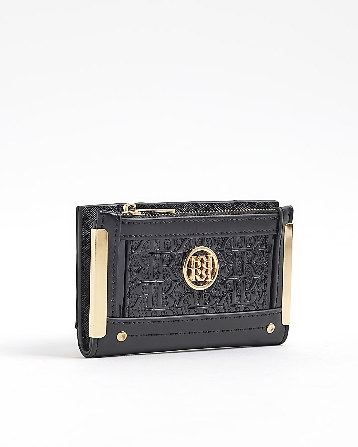 River Island Black RR Monogram Embossed Mini Purse