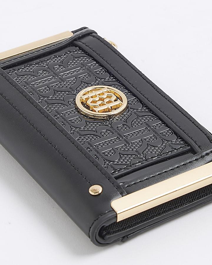 River Island Black RR Monogram Embossed Mini Purse
