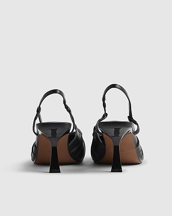 River Island Black Ruched Bow Court Heels