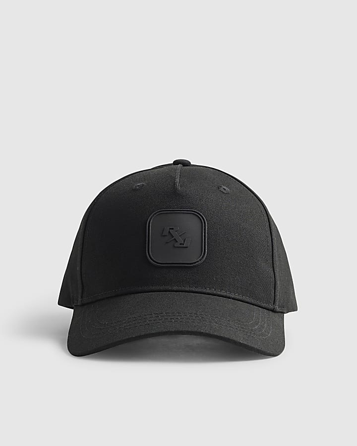 River Island Black RXR Rubberised Badge Cap