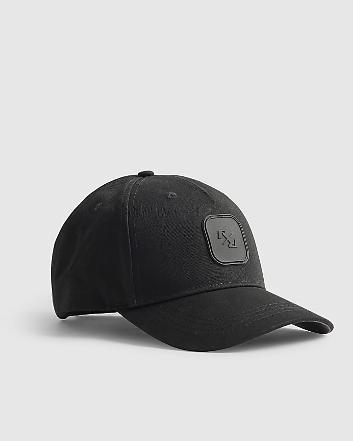River Island Black RXR Rubberised Badge Cap