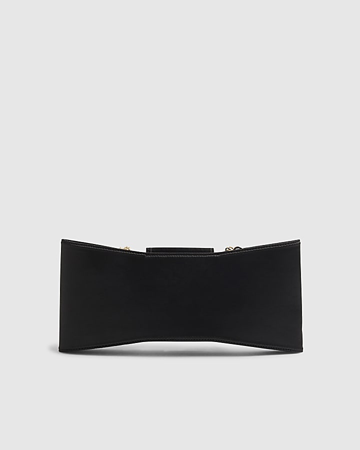 River Island Black Satin Bow Clutch Bag
