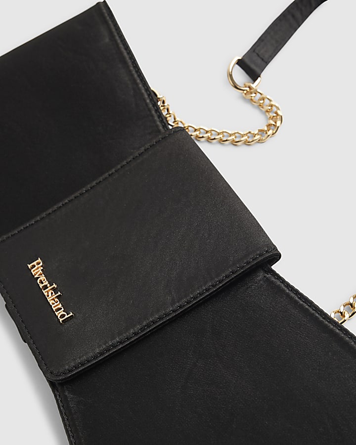 River Island Black Satin Bow Clutch Bag