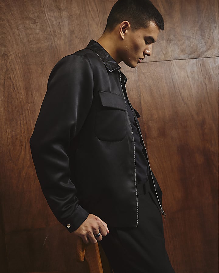 River Island Black Satin Shacket