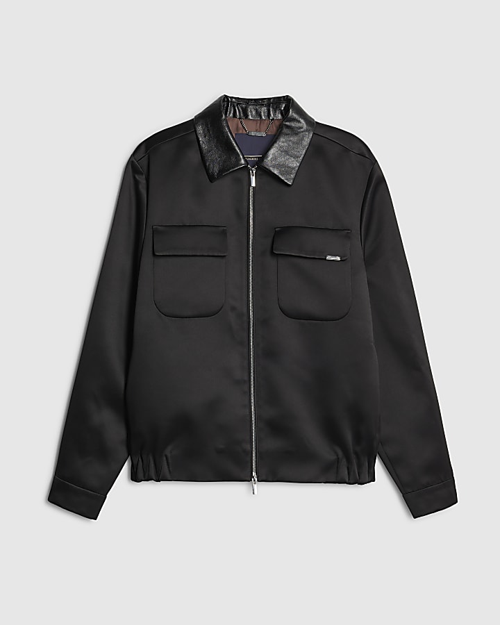 river island Black Satin Shacket