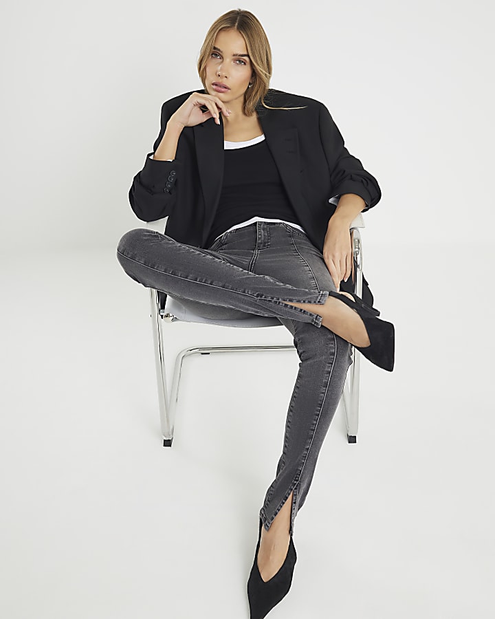River Island Black Seam Detail Skinny Jeans