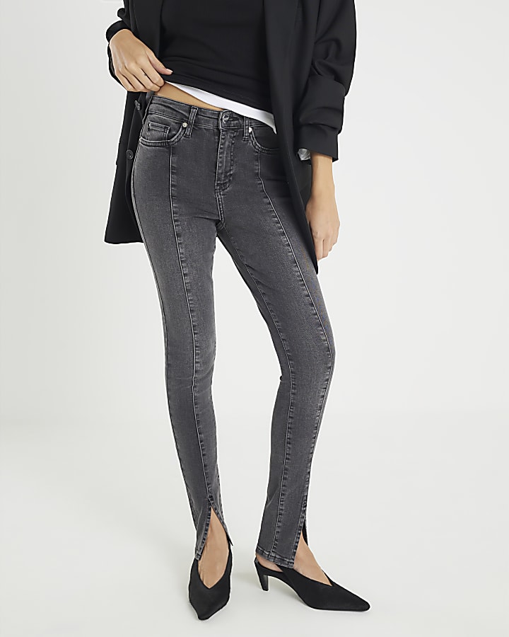 River Island Black Seam Detail Skinny Jeans